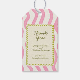 Whimsical Modern Pink & Green Wedding Favor Tag