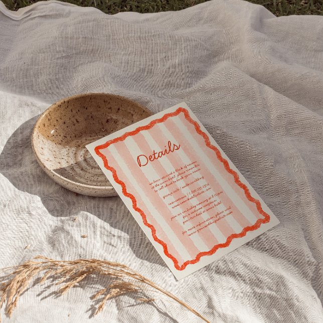 Whimsical Modern Pink & Red Wedding Detail Card (Creator Uploaded)