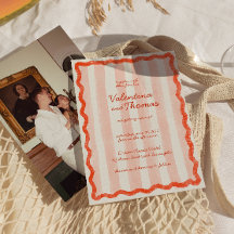Whimsical Modern Pink & Red Wedding Invitation