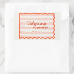 Whimsical Modern Pink & Red Wedding Sticker