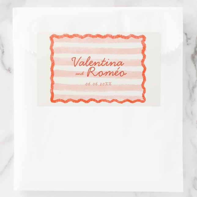 Whimsical Modern Pink & Red Wedding Sticker (Bag)