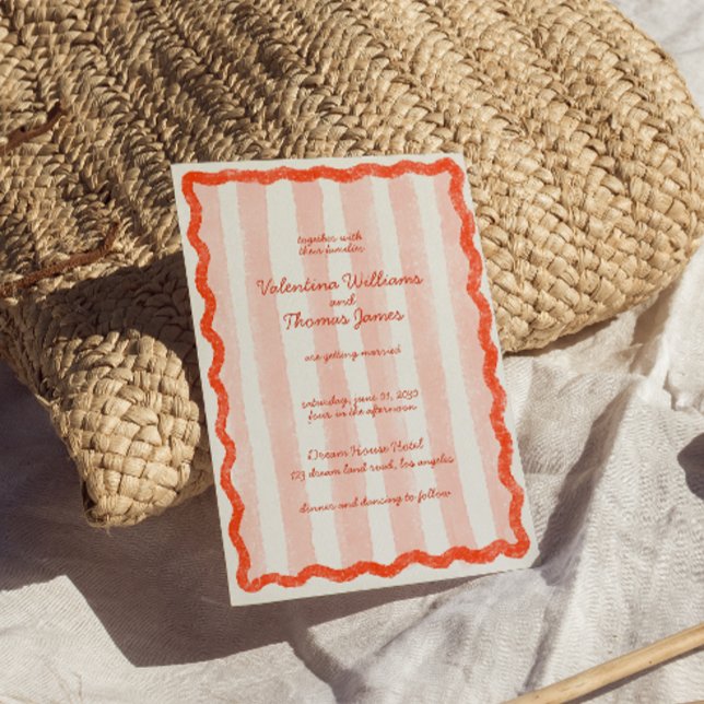 Whimsical moderne rose & Faire-part de mariage rou (Créateur téléchargé)