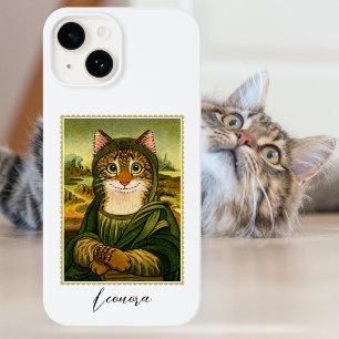 Whimsical Mona Lisa Cat Custom Name iPhone 14 Case