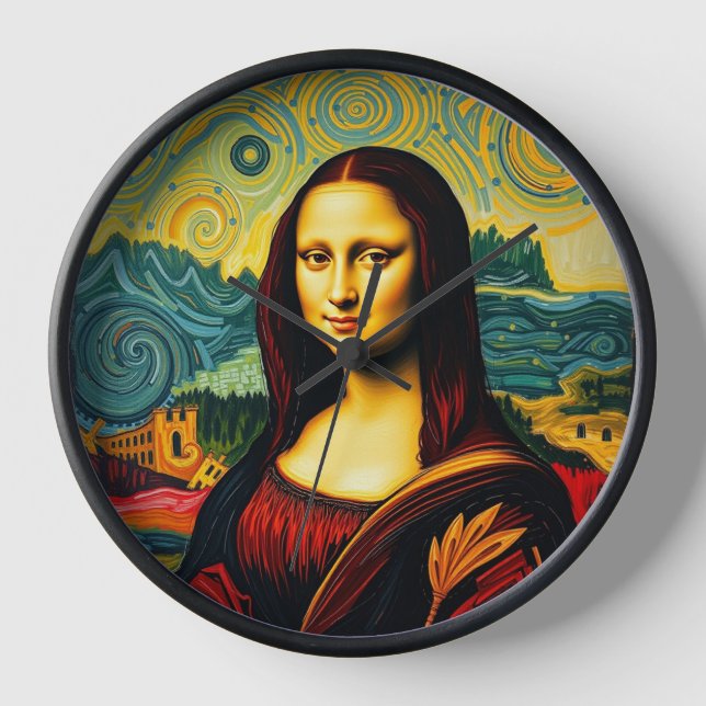 Whimsical Mona Van Gogh style Clock (Front)