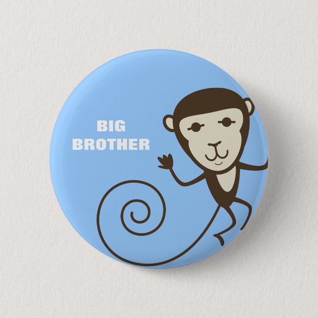 Whimsical Monkey Big Brother 2 Inch Round Button (Front)