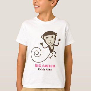 Whimsical Monkey Big Sister T-Shirt