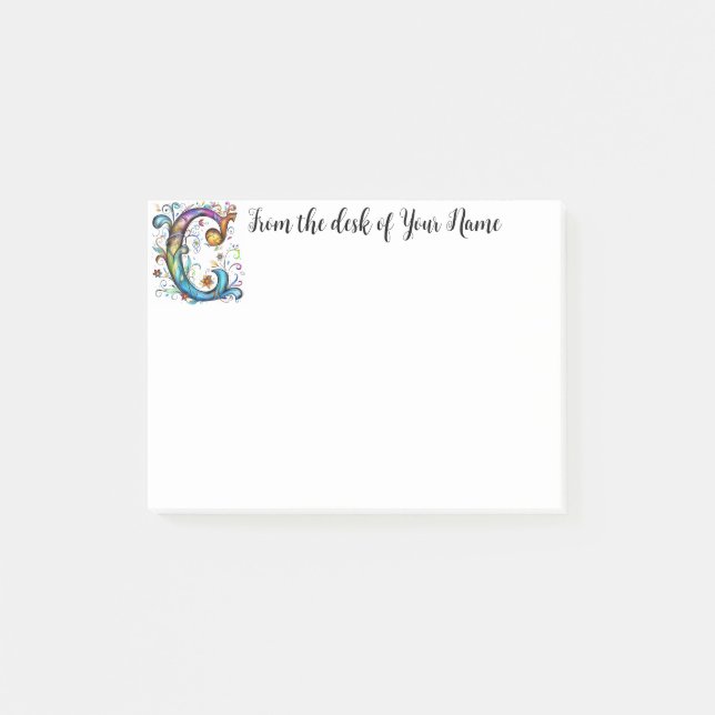 Whimsical Monogram C Post-it Notes (Front)