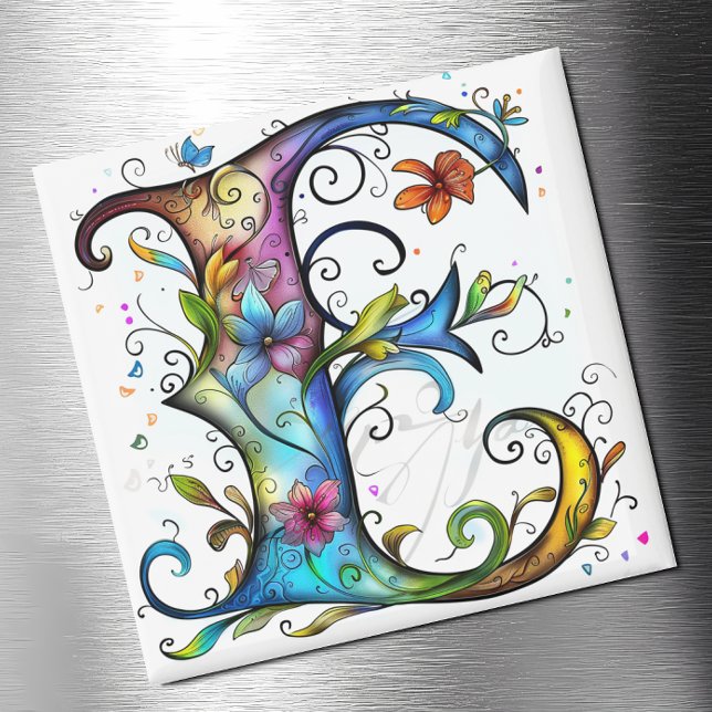 Whimsical Monogram E Magnet (Creator Uploaded)
