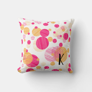 Whimsical Monogram Polka-Dot Pattern Throw Pillow