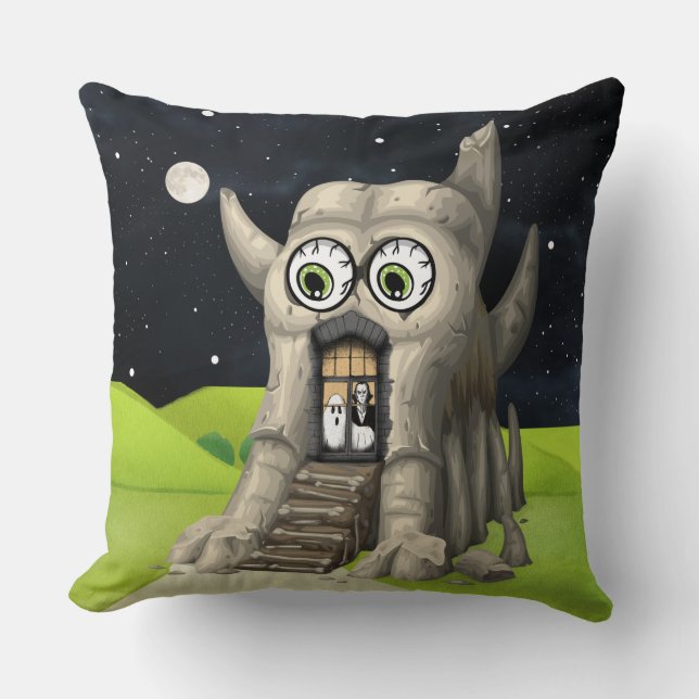 Whimsical Monster House Fantasy Decorative Throw Pillow (Front)