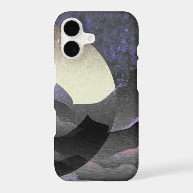 Whimsical Moon and Mountains Abstract Art  (Verso)