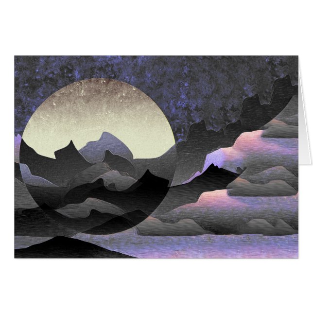 Whimsical Moon and Mountains Abstract Art (Front Horizontal)
