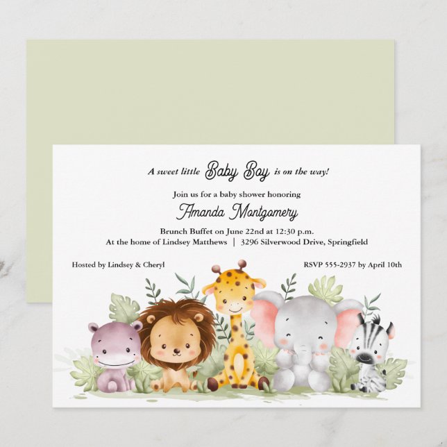 Whimsical Moon and Stars Baby Shower Invitations (Front/Back)