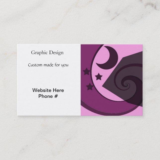 Whimsical Moon and Stars Business Card (Front)