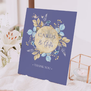 Whimsical Moon Purple Baby Shower Cards & Gifts Pedestal Sign