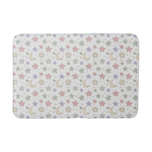 Whimsical Moon Star Pattern Bath Mat