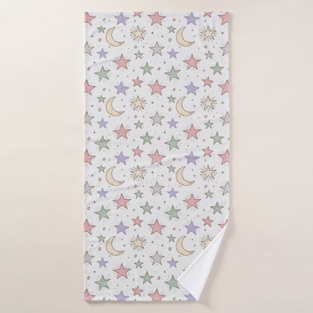 Whimsical Moon Star Pattern Bath Towel (Bath Towel)