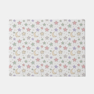 Whimsical Moon Star Pattern Doormat
