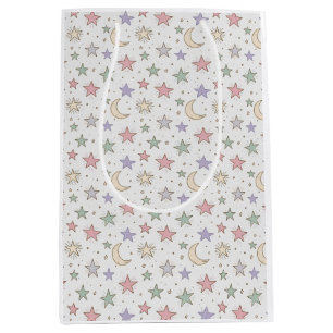 Whimsical Moon Star Pattern Medium Gift Bag