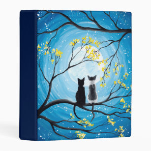 Whimsical Moon with Cats Mini Binder