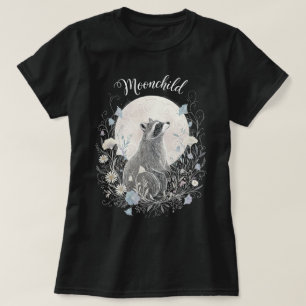 Whimsical "Moonchild" Raccoon - Mystical Forest Bl T-Shirt