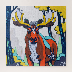Whimsical Moose in the Forest Jigsaw Puzzle