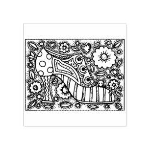 WHIMSICAL MOUSE & SHOE RUBBER STAMP