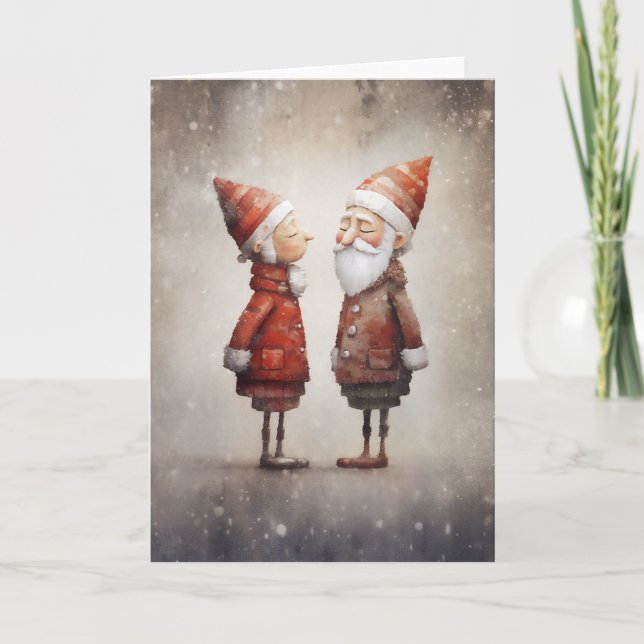 Whimsical Mrs and Mr Claus Cartoon Invitation (Front)
