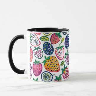 Whimsical Mug with Vibrant Fruit Collage
