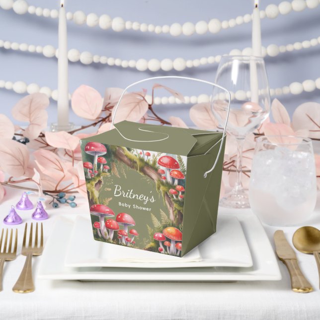 Whimsical Mushroom Baby Shower Favor Box (Wedding)