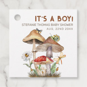 Whimsical Mushroom Baby Shower Favour Tags   Woodl
