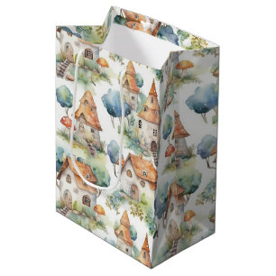 Whimsical Mushroom Cottage Pattern (11) Medium Gift Bag