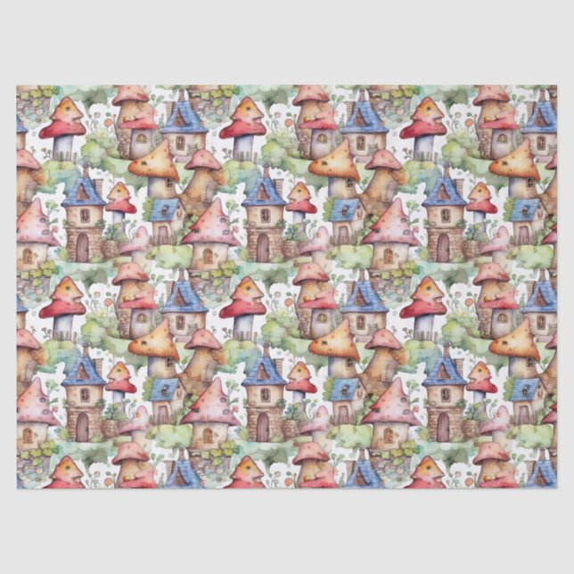 Whimsical Mushroom Cottage Pattern (1) Tissue Paper (Front)