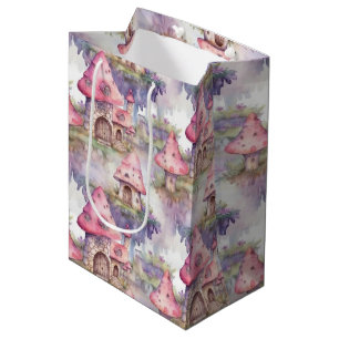 Whimsical Mushroom Cottage Pattern (4) Medium Gift Bag