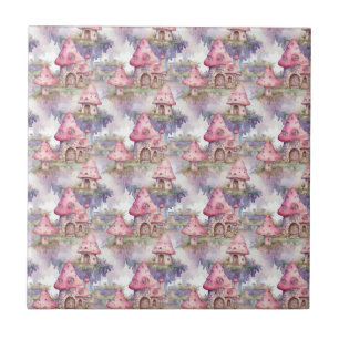 Whimsical Mushroom Cottage Pattern (4) Tile