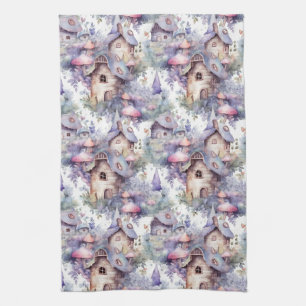 Whimsical Mushroom Cottage Pattern (5) Kitchen Towel