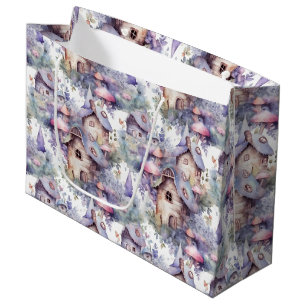 Whimsical Mushroom Cottage Pattern (5) Large Gift Bag