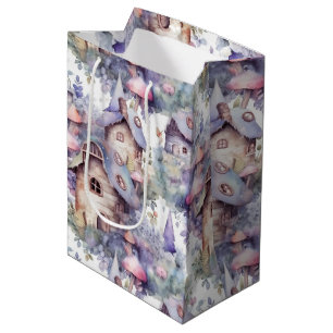 Whimsical Mushroom Cottage Pattern (5) Medium Gift Bag