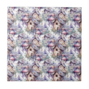 Whimsical Mushroom Cottage Pattern (5) Tile