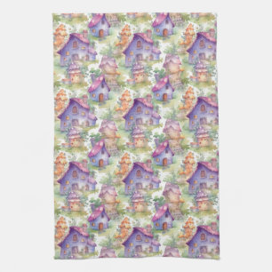 Whimsical Mushroom Cottage Pattern (7) Kitchen Towel