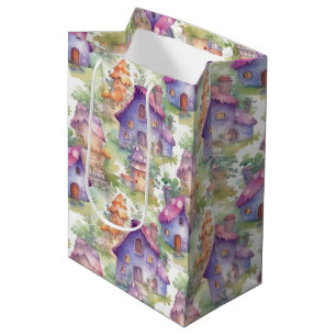 Whimsical Mushroom Cottage Pattern (7) Medium Gift Bag