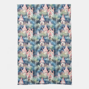 Whimsical Mushroom Cottage Pattern (8) Kitchen Towel