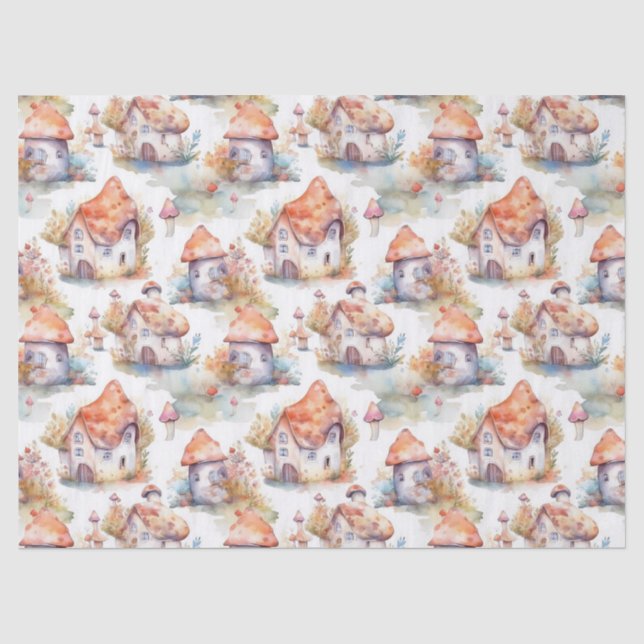 Whimsical Mushroom Cottage Pattern (9) Tissue Paper (Front)