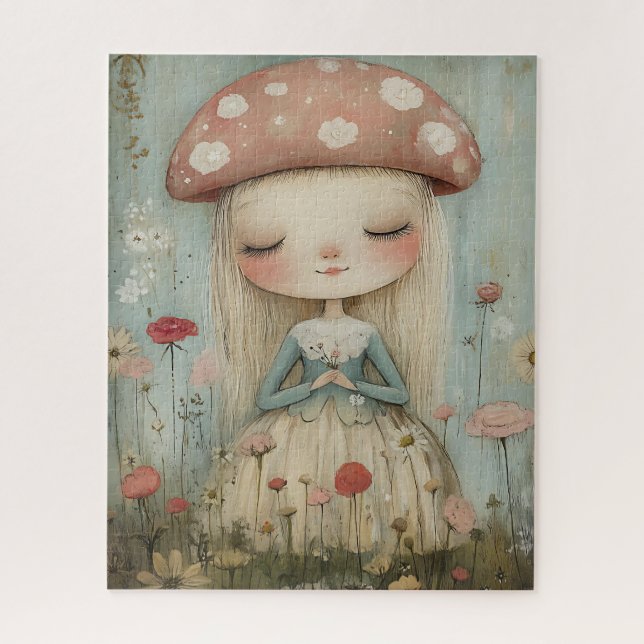 Whimsical Mushroom Fairy in a Wildflower Meadow  Jigsaw Puzzle (Vertical)