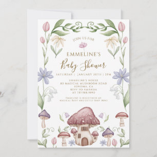 Whimsical Mushroom Forest Baby Shower Invitation