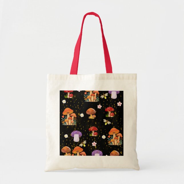 Whimsical Mushroom Forest Tote Bag (Front)