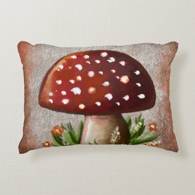 Whimsical Mushroom & Fungi Motif – Nature-Inspired Accent Pillow (Front)