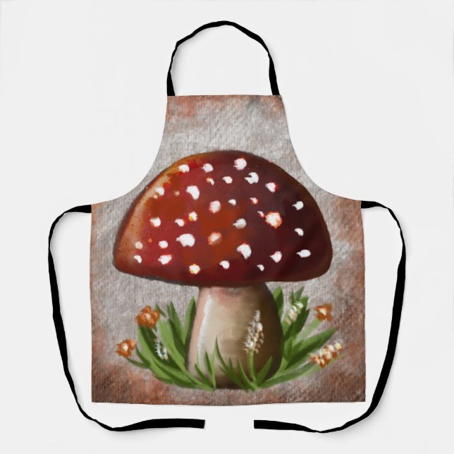 Whimsical Mushroom & Fungi Motif – Nature-Inspired Apron (Front)