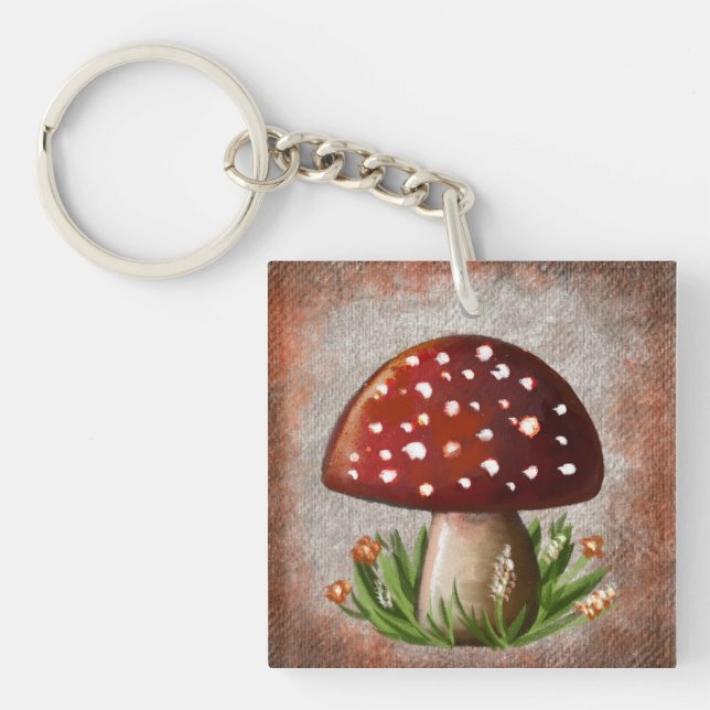 Whimsical Mushroom & Fungi Motif – Nature-Inspired Keychain (Front)