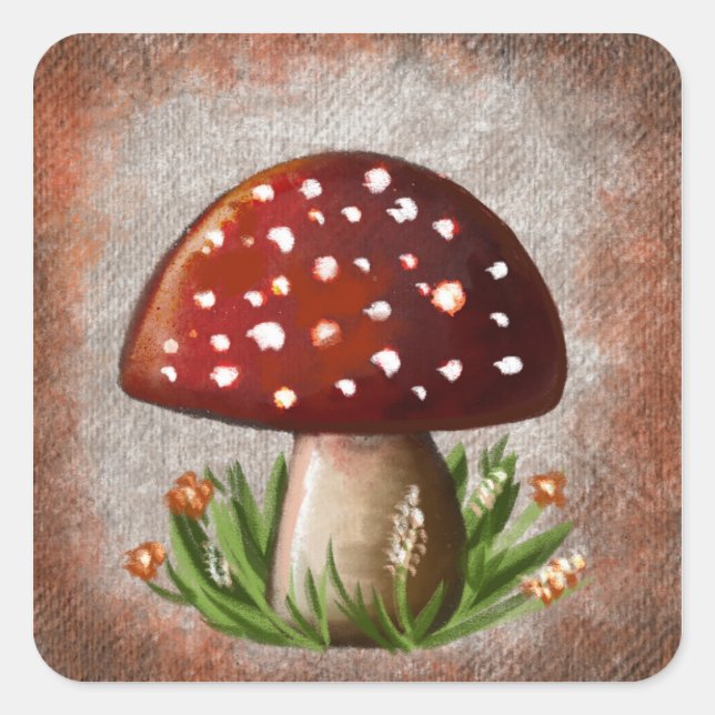 Whimsical Mushroom & Fungi Motif – Nature-Inspired Square Sticker (Front)